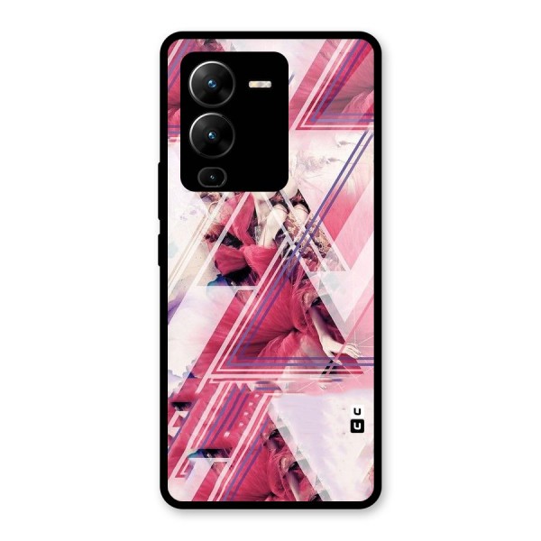 Pink Rose Abstract Glass Back Case for Vivo V25 Pro