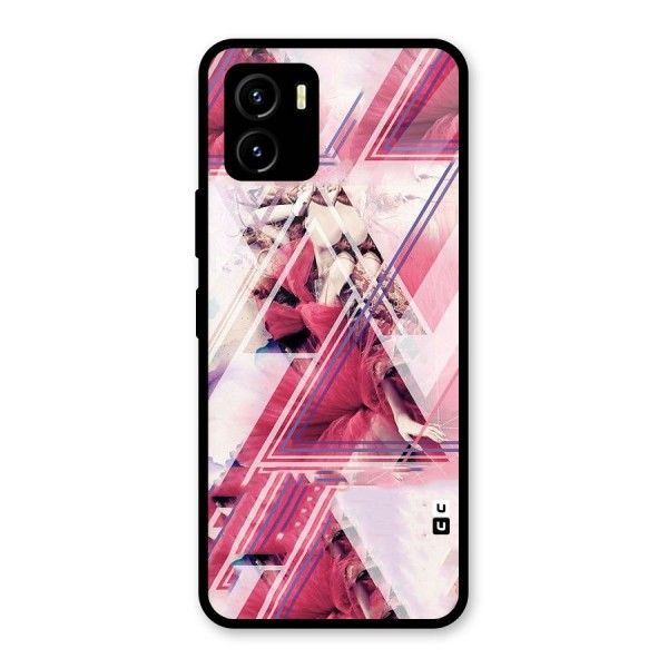 Pink Rose Abstract Glass Back Case for Vivo Y15s