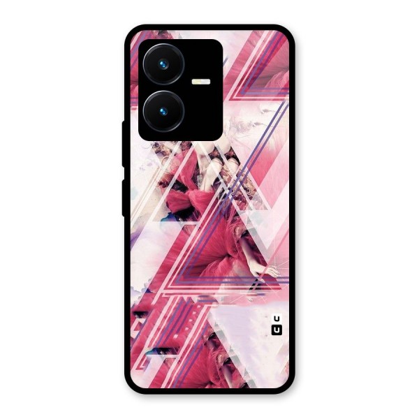 Pink Rose Abstract Glass Back Case for Vivo Y22