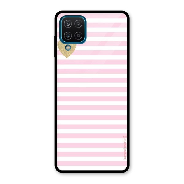 Pink Stripes Glass Back Case for Galaxy A12