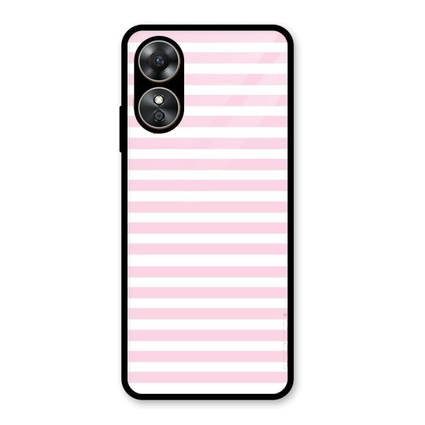 Pink Stripes Glass Back Case for Oppo A17