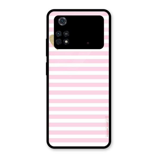 Pink Stripes Glass Back Case for Poco M4 Pro 4G