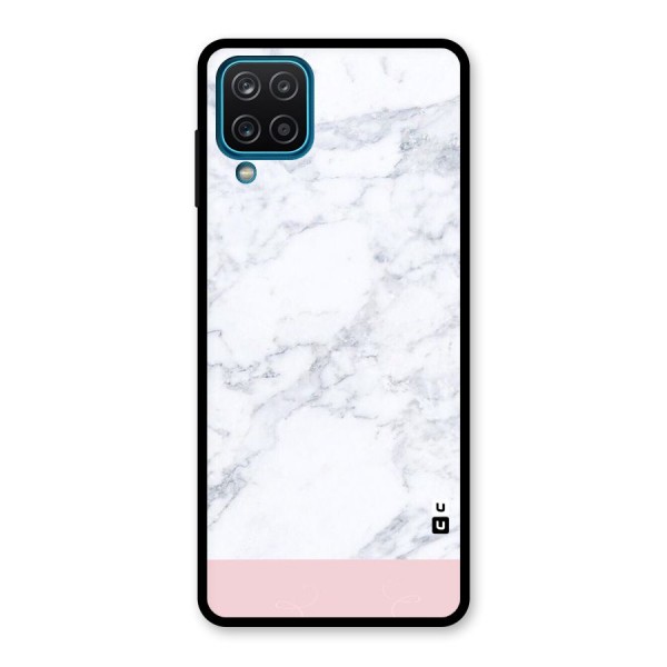 Pink White Merge Marble Glass Back Case for Galaxy A12