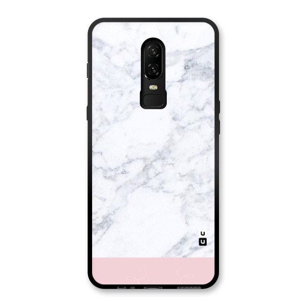 Pink White Merge Marble Glass Back Case for OnePlus 6