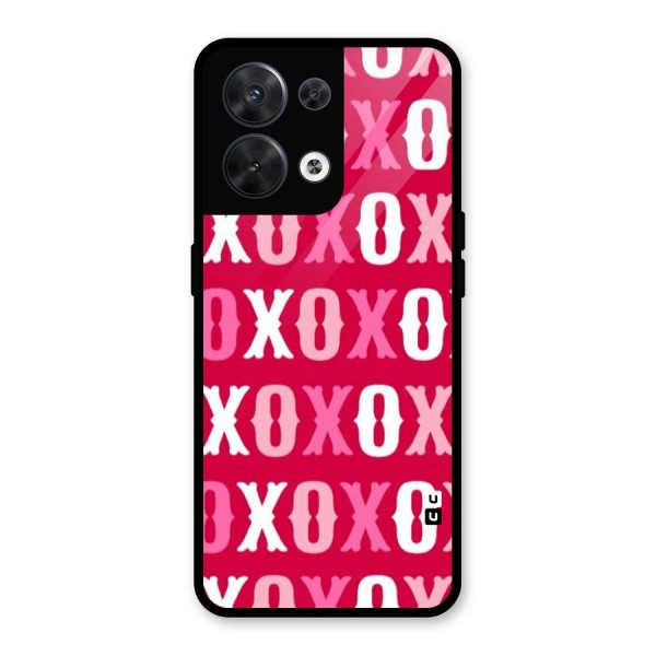 Pink White Xoxo Glass Back Case for Oppo Reno8 5G