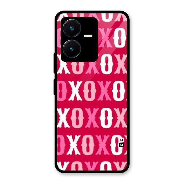 Pink White Xoxo Glass Back Case for Vivo Y22