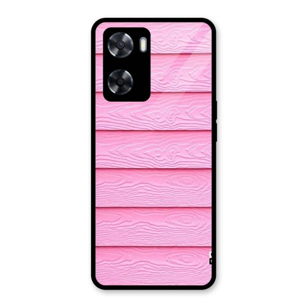 Pink Wood Glass Back Case for Oppo A57 2022