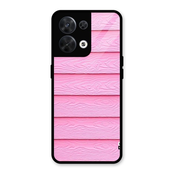 Pink Wood Glass Back Case for Oppo Reno8 5G