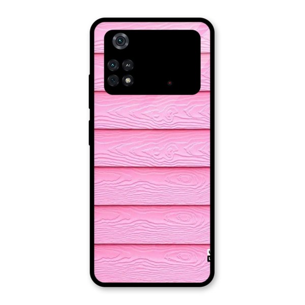 Pink Wood Glass Back Case for Poco M4 Pro 4G