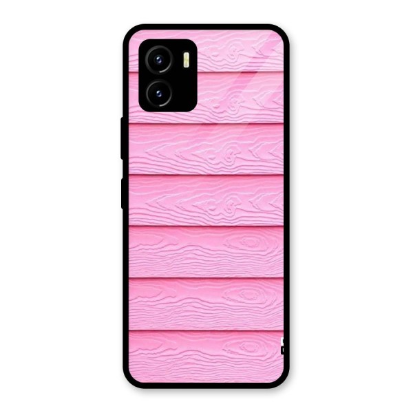 Pink Wood Glass Back Case for Vivo Y15s