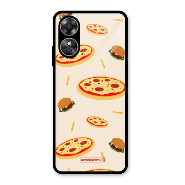 Pizza and Burger Love Glass Back Case for Oppo A17