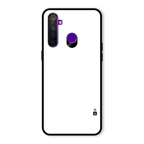 Plain White Glass Back Case for Realme 5 Pro