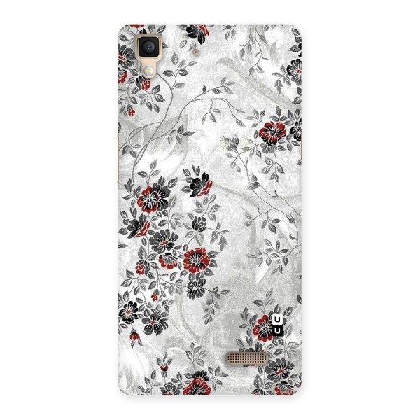 Pleasing Grey Floral Back Case for Oppo R7