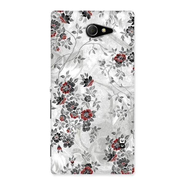 Pleasing Grey Floral Back Case for Sony Xperia M2