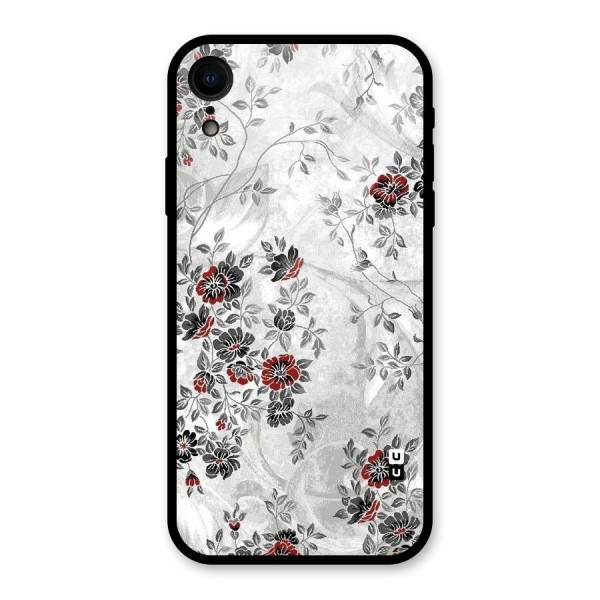 Pleasing Grey Floral Glass Back Case for XR