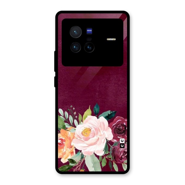 Plum Floral Design Glass Back Case for Vivo X80