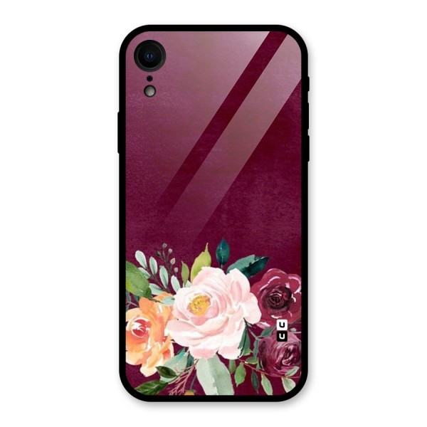 Plum Floral Design Glass Back Case for XR