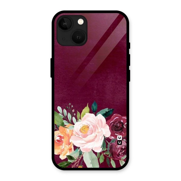 Plum Floral Design Glass Back Case for iPhone 13
