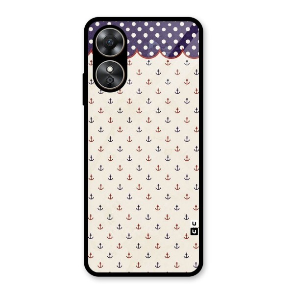 Polka Anchor Glass Back Case for Oppo A17