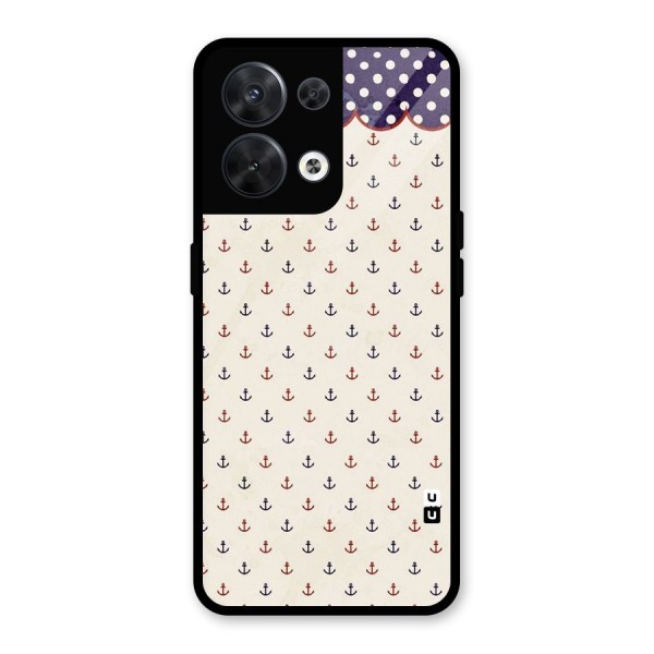 Polka Anchor Glass Back Case for Oppo Reno8 5G