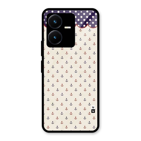 Polka Anchor Glass Back Case for Vivo Y22