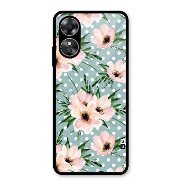 Polka Art Floral Glass Back Case for Oppo A17