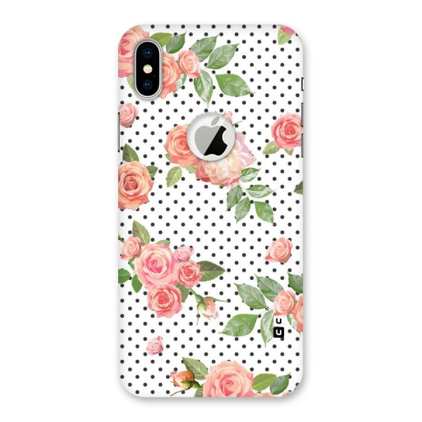 Polka Bloom White Back Case for iPhone XS Logo Cut