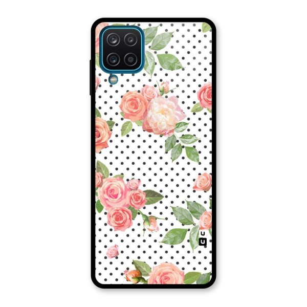 Polka Bloom White Glass Back Case for Galaxy A12