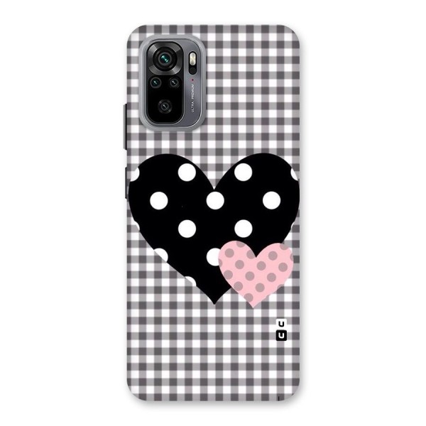 Polka Check Hearts Back Case for Redmi Note 10