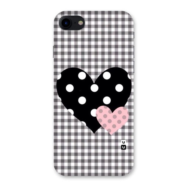 Polka Check Hearts Back Case for iPhone SE 2020