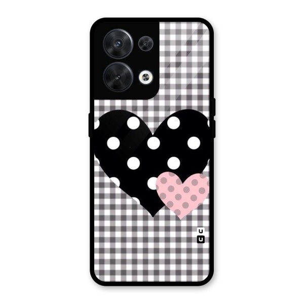 Polka Check Hearts Glass Back Case for Oppo Reno8 5G