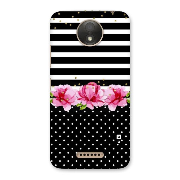 Polka Floral Stripes Back Case for Moto C Plus