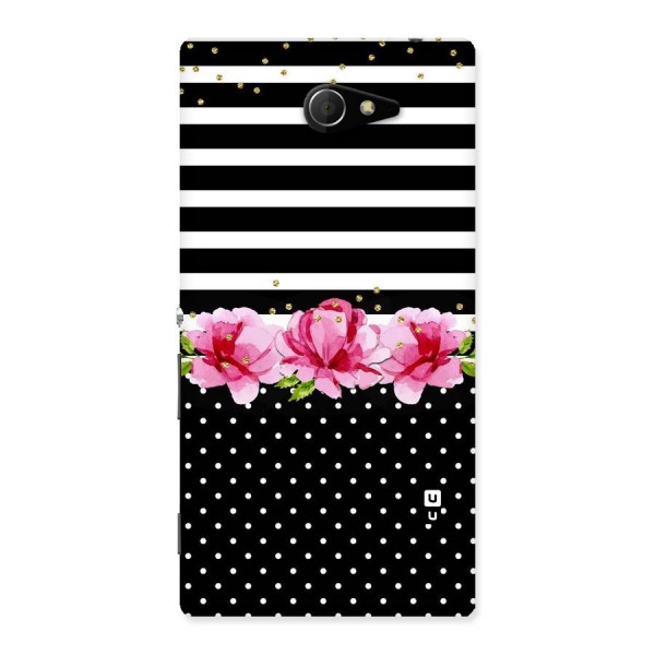 Polka Floral Stripes Back Case for Sony Xperia M2