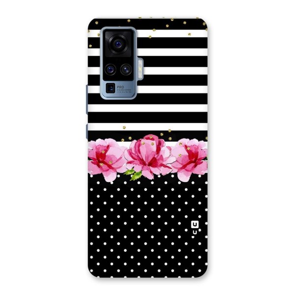 Polka Floral Stripes Back Case for Vivo X50 Pro