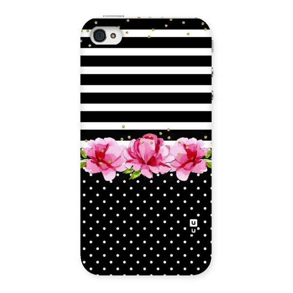 Polka Floral Stripes Back Case for iPhone 4 4s