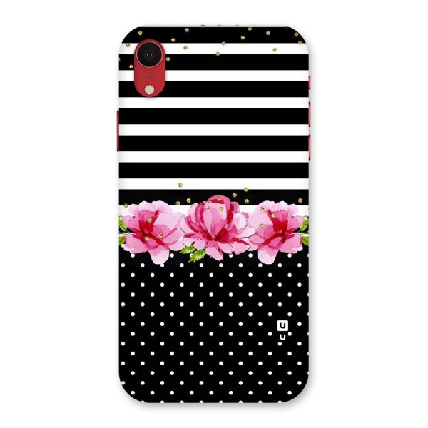 Polka Floral Stripes Back Case for iPhone XR