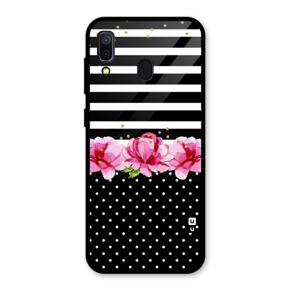 Polka Floral Stripes Glass Back Case for Galaxy A30