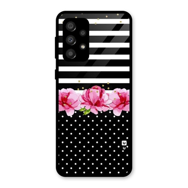 Polka Floral Stripes Glass Back Case for Galaxy A32