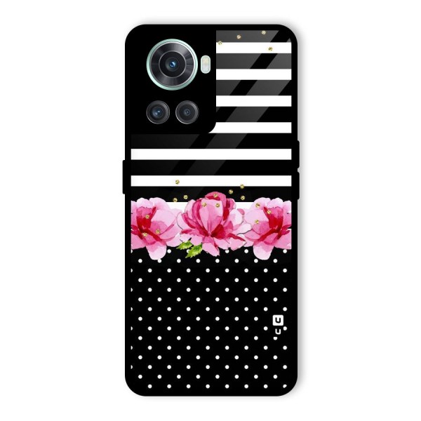 Polka Floral Stripes Glass Back Case for OnePlus 10R