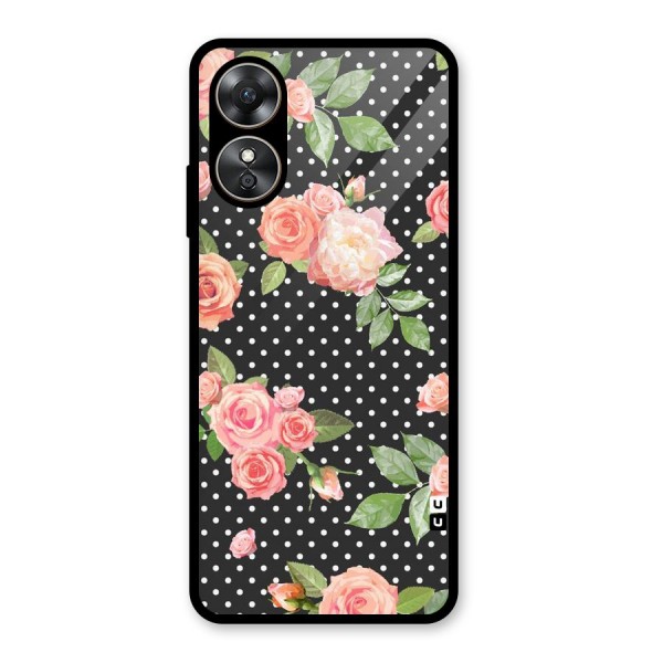 Polka Peach Glass Back Case for Oppo A17