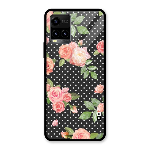 Polka Peach Glass Back Case for Vivo Y21 2021