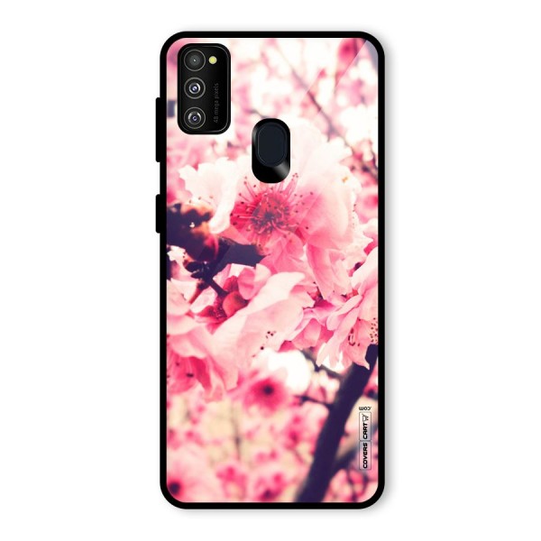 Pretty Pink Flowers Glass Back Case for Galaxy M21