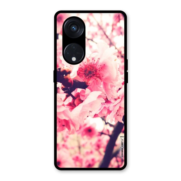 Pretty Pink Flowers Glass Back Case for Reno8 T 5G