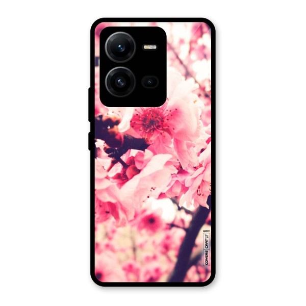 Pretty Pink Flowers Glass Back Case for Vivo V25