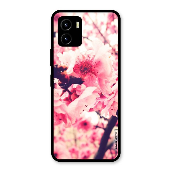 Pretty Pink Flowers Glass Back Case for Vivo Y15s