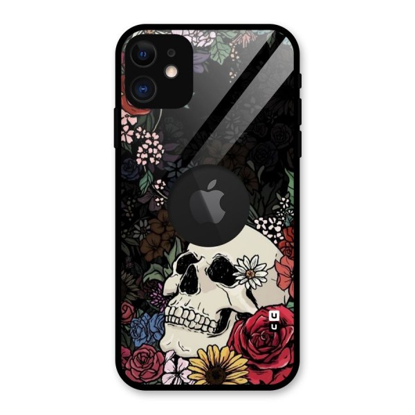 Pretty Skull Glass Back Case for iPhone 11 Logo Cut