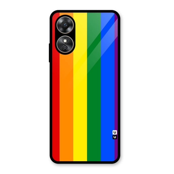 Pride Rainbow Stripes Glass Back Case for Oppo A17