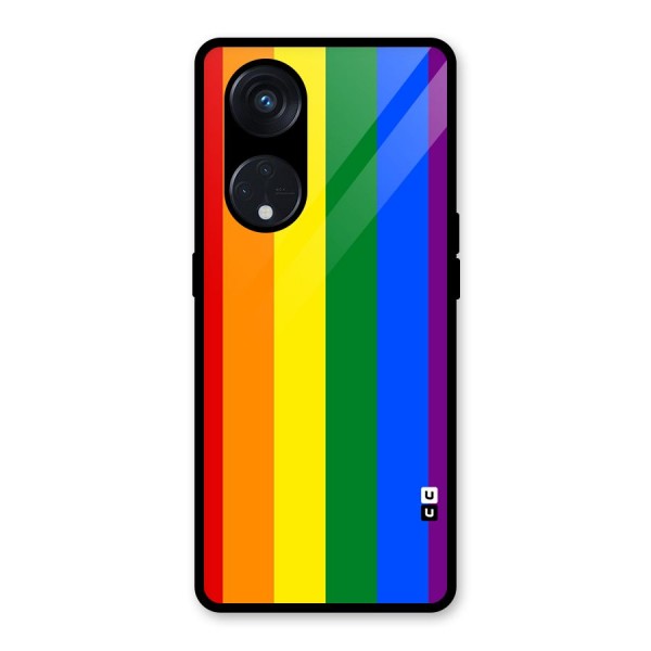 Pride Rainbow Stripes Glass Back Case for Reno8 T 5G