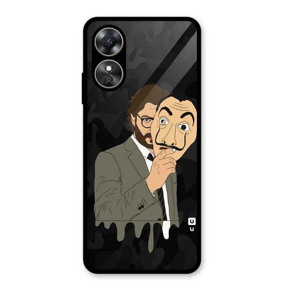 Professor Art Camouflage Glass Back Case for Oppo A17