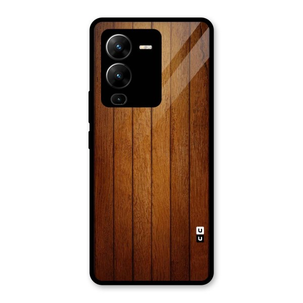 Proper Brown Wood Glass Back Case for Vivo V25 Pro